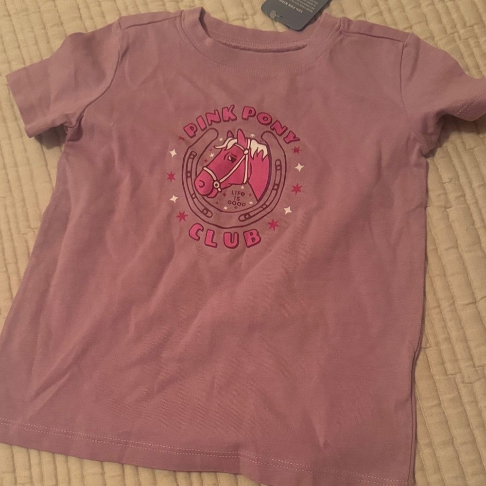 Life Is Good Pink Pony Club Kids T-Shirt